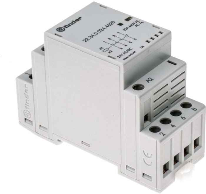 Контактор модульный 25А 2НО/2НЗ 24В AC/DC AgSnO2 (мех. индикатор, LED) (РФ)