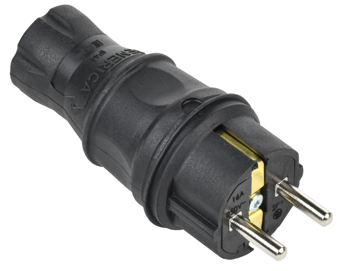Вилка кабельная 16А 250В IP44 каучук черная GENERICA (РФ)