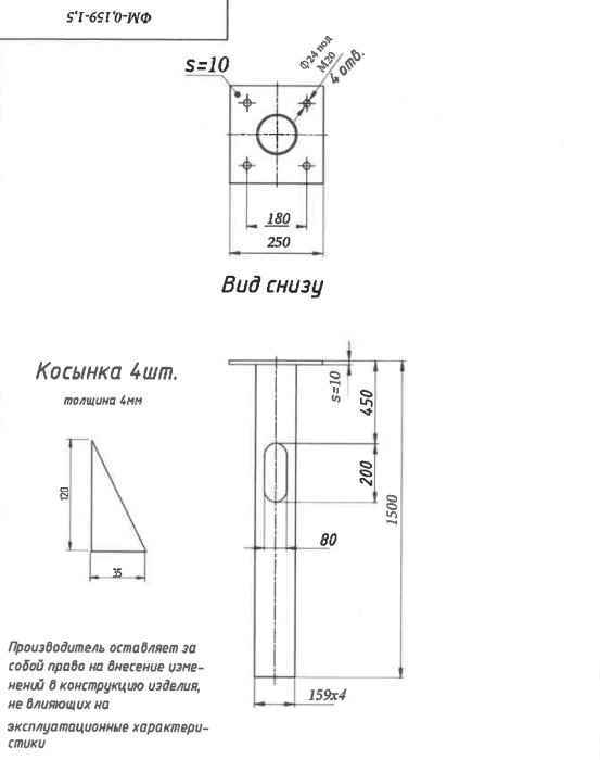 Деталь фундамента закладная ЗФ-20/4/К180-1,5-г мц.180 (d159) (РФ)