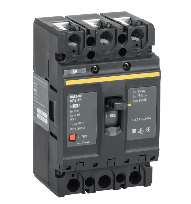 Выключатель автоматический 3п 32А 25кА ВА88-32 MASTER IEK (РФ)