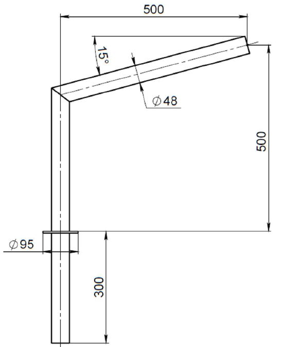 Кронштейн консольный однорожковый 2К1(15°)-0,5-0,5-Ф95(48)-ц (РФ)
