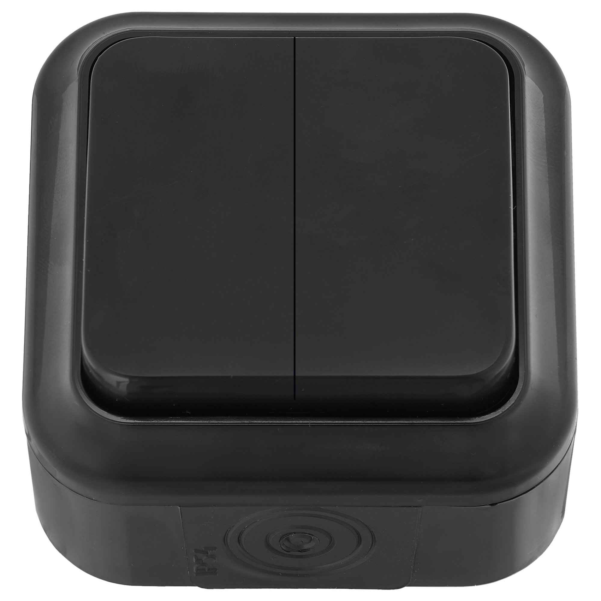 Выключатель открытой установки 2-кл. 6А черный IP54 ПРАЛЕСКА АКВА (РФ)